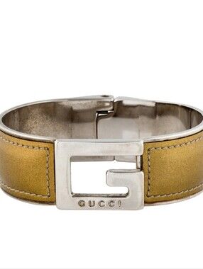 Gucci metallic gold patent leather G-hinge bangle bracelet/ BNWOT